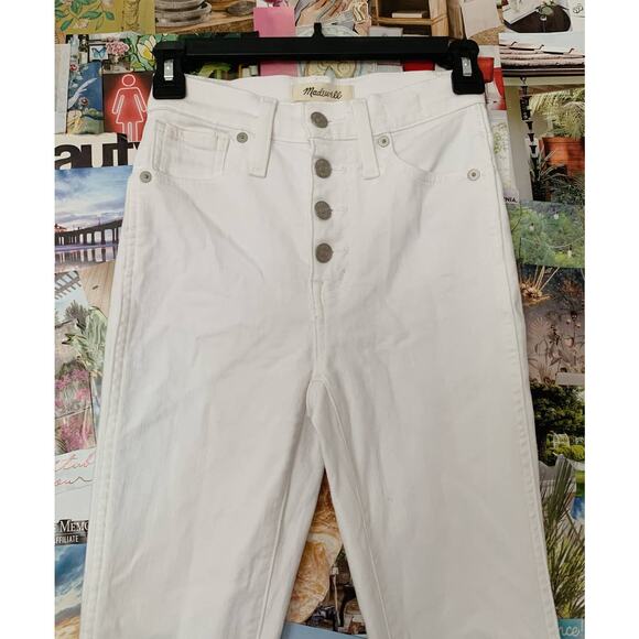 Pure White Madewell 10" High Rise Skinny Crop Button Front Jeans 23 - Picture 4 of 11